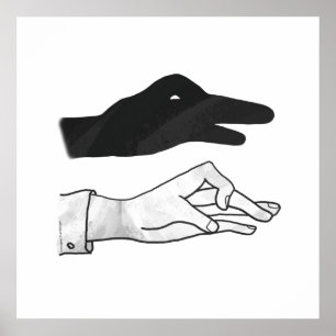 Póster Hand Silhouette Duck