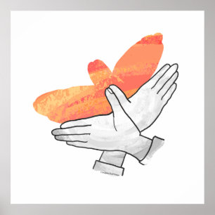 Póster Hand Silhouette Eagle Naranja