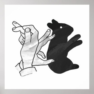 Póster Hand Silhouette Rabbit
