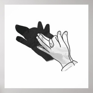 Póster Hand Silhouette Wolf
