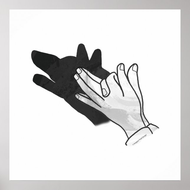 Póster Hand Silhouette Wolf (Frente)
