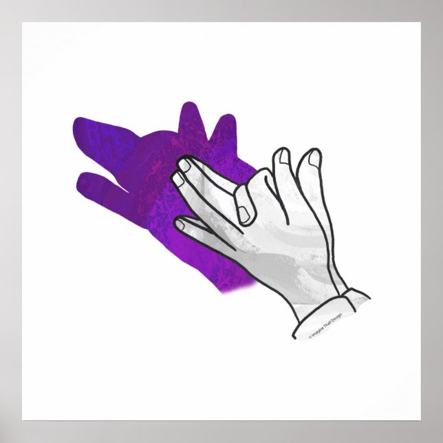 Póster Hand Silhouette Wolf Purple (Frente)