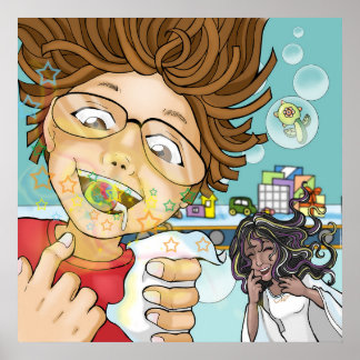 Póster handicap, hada de dientes negros, niño, juguetes, 