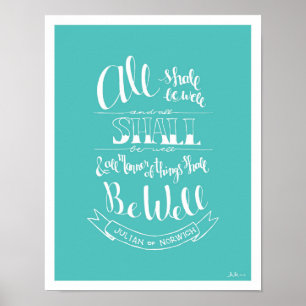 Póster Handlettered "todo será" - turquesa bien
