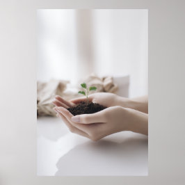 Póster Hands Holding Seedling Growth Hope