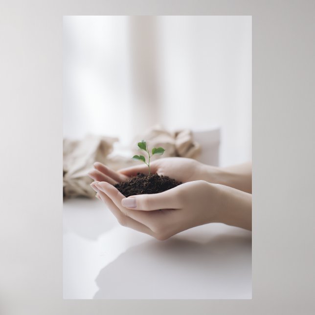 Póster Hands Holding Seedling Growth Hope (Frente)