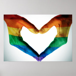 Póster Hands Painted as a Rainbow Heart