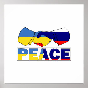 Póster Handshake of Peace, Ukraine Russia Flag