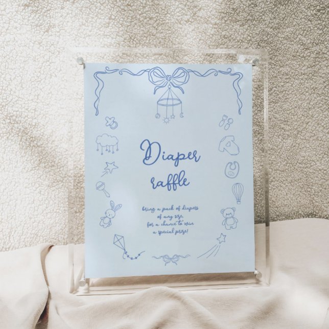 Póster Handwritten Baby Shower, Boy Diaper Raffle (Subido por el creador)
