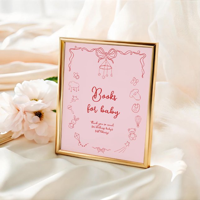 Póster Handwritten Baby Shower, Girl Books For Baby (Subido por el creador)