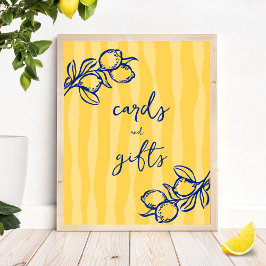 Póster Handwritten Lemon Italian Cards and Gifts Sign