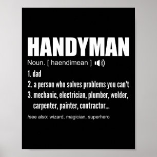 Póster Handyman Definition Tees Funny Dad Handyman Father