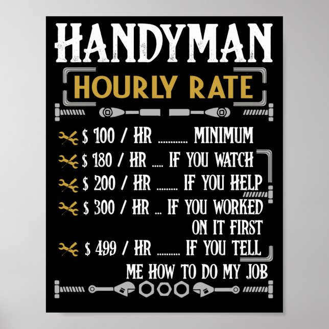 Póster Handyman Hourrate Graciosos Regalos Handyman (Frente)