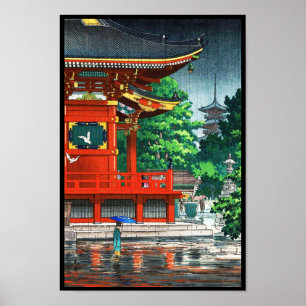 Póster Hanga de la espinilla del templo de Tsuchiya