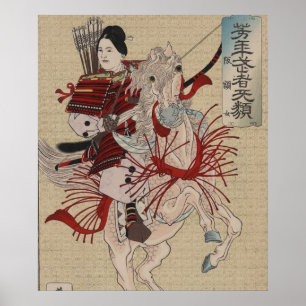 Póster Hangakujo, samurai de sexo femenino circa 1885