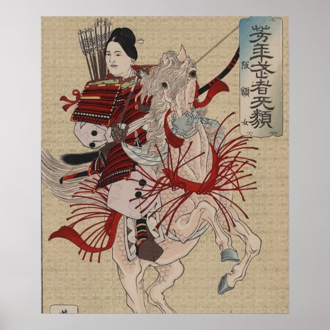Póster Hangakujo, Samurai Femenina, alrededor de 1885 (Frente)