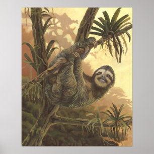 Póster Hangin' In There - Tres dedos de pie Sloth