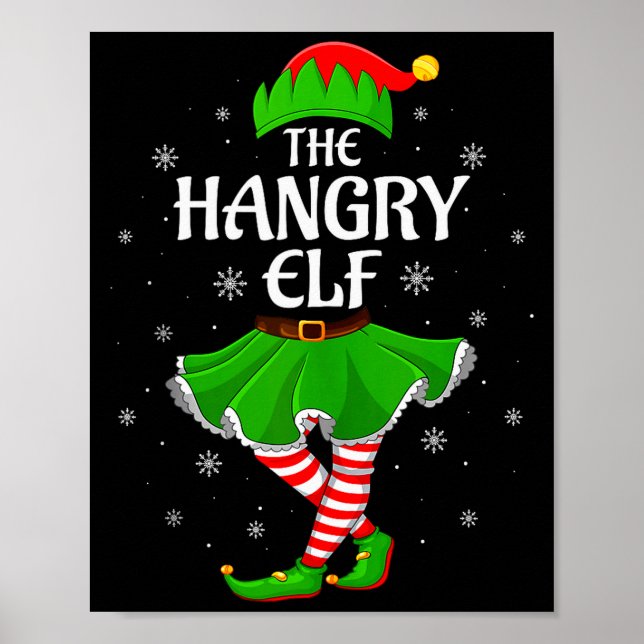 Póster Hangry Elf Christmas Family Girls Women Elf Squad  (Frente)
