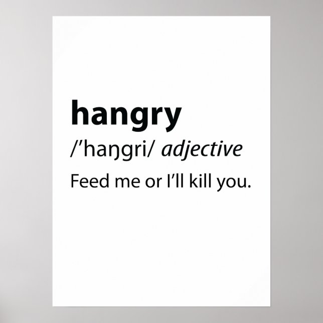Póster Hangry Funny Dictionary Definition (Frente)