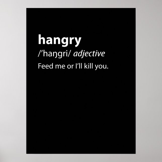 Póster Hangry Funny Dictionary Definition (Frente)