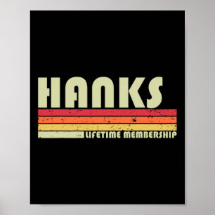 Póster Hanks Surname Funny Retro Vintage años 80 años 90 