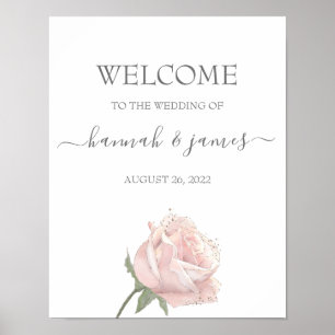 Póster Hannah Boda de bienvenida de caligrafía Rosa rom