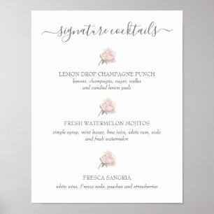Póster Hannah Pink Signature Cocktails Rótulo Boda