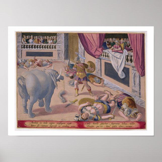 Póster Hannibal (247-c.183 a.C.) hace luchar a los romano (Frente)