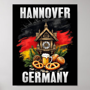 Póster Hannover Alemania Souvenir Bandera Alemana Viaje