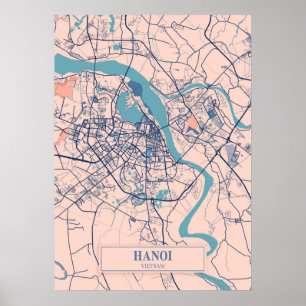 Póster Hanoi - Vietnam Breezy City Map 