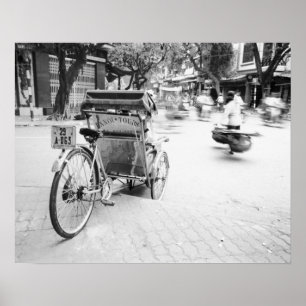 Póster Hanoi Vietnam, Cyclo en el Viejo Hanoi