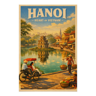 Póster Hanoi, Vietnam, en un clásico viaje retro