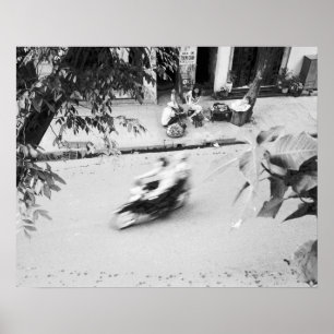 Póster Hanoi Vietnam, moto en el viejo Hanoi