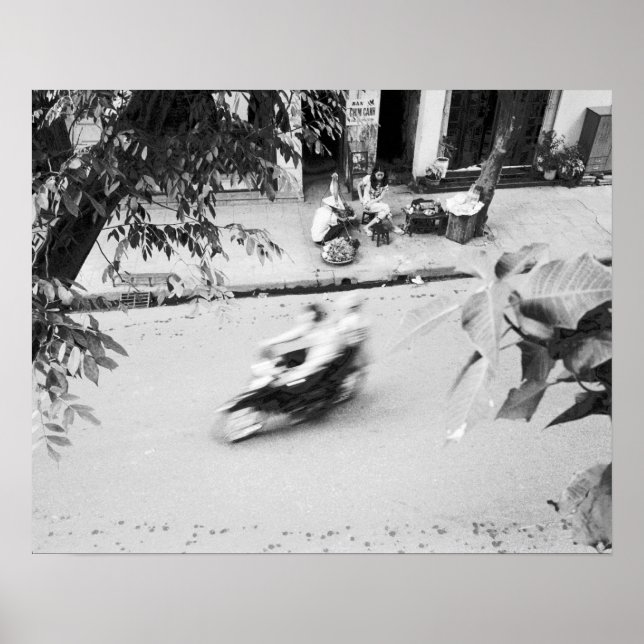Póster Hanoi Vietnam, moto en el viejo Hanoi (Frente)