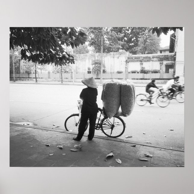 Póster Hanoi Vietnam, mujer entregadora de Bicyle (NR) (Frente)