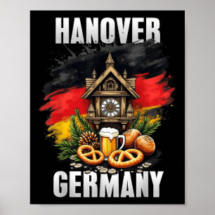 Póster Hanover Alemania Souvenir Bandera Alemana Viaje