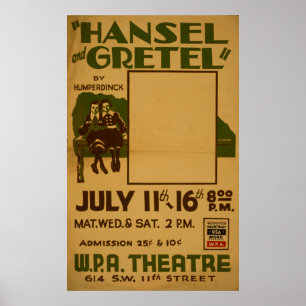 Póster Hansel Gretel WPA Poster de Teatro Vintage