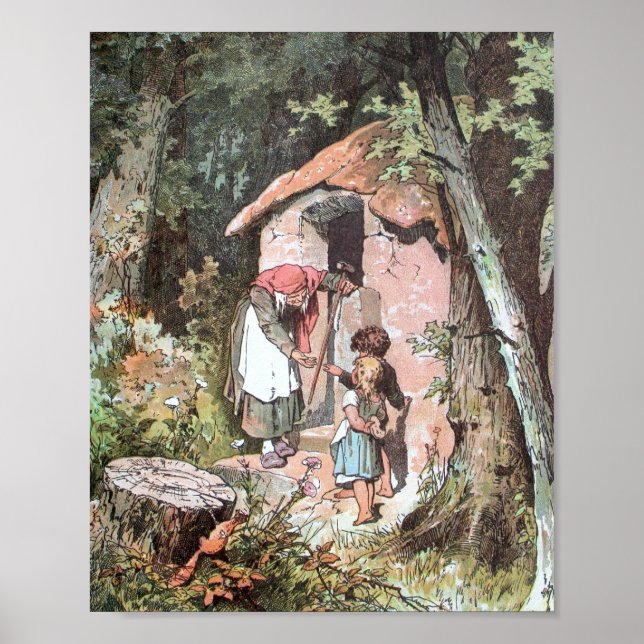 Póster Hansel y Gretel y la bruja en la puerta (Frente)