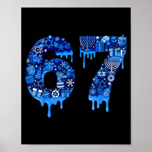 Póster Hanukkah 67 Six Seven Boy Girl Kids 67 Meme Hanukk (Frente)