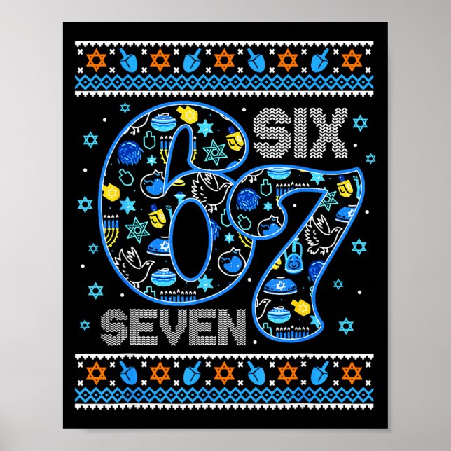 Póster Hanukkah 67 Six Seven Boy Girl Kids 67 Meme Hanukk (Frente)