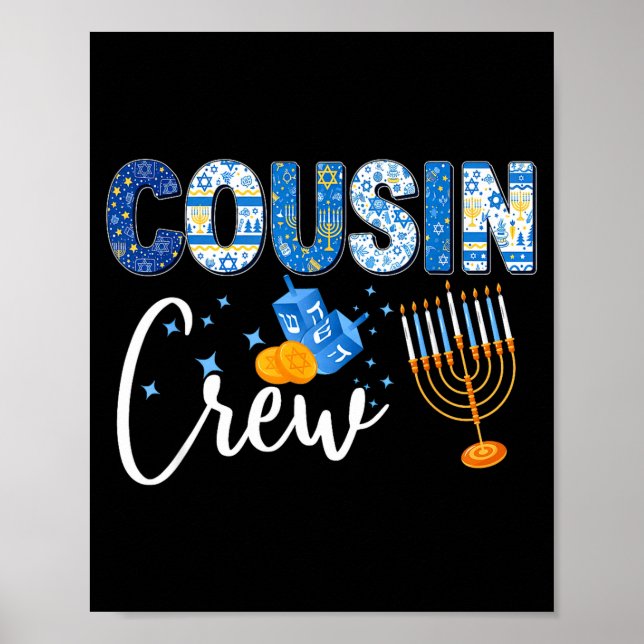 Póster Hanukkah Cousin Crew Matching Family Christmas Paj (Frente)