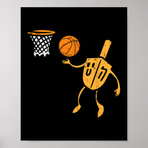 Póster Hanukkah Dreidel Bysketbyll Chanukah Hombres judío