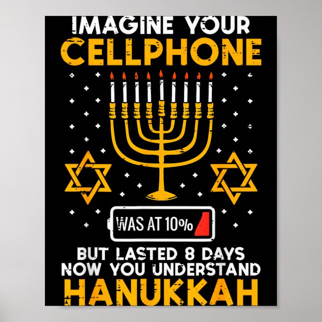 Póster Hanukkah Imagine Your Cellphone Chanukah Jew Men W (Frente)