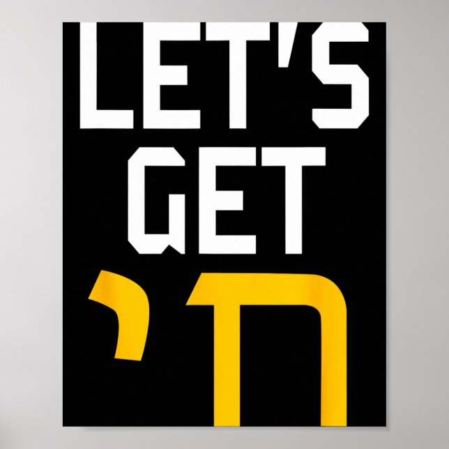 Póster Hanukkah Jew Hebrew Word Lets Get Chai  (Frente)