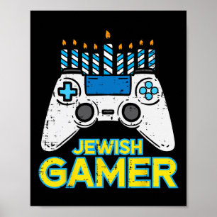 Póster Hanukkah Jugador Judío Chanukah Videojuego Hombres