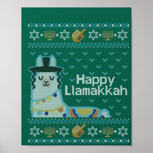 Póster Hanukkah Llama Llamakkah