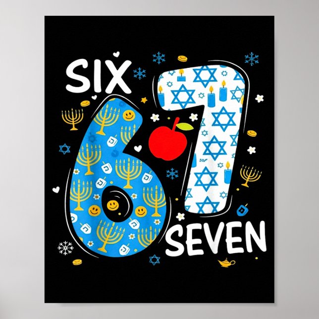 Póster Hanukkah Menorah Dreidel 67 Festive Chanukah Six S (Frente)