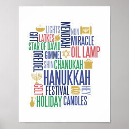 Póster Hanukkah Palabras Rótulo Poster de vacaciones
