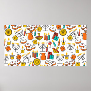 Póster Hanukkah seamless pattern. Jewish Holiday Hanukkah