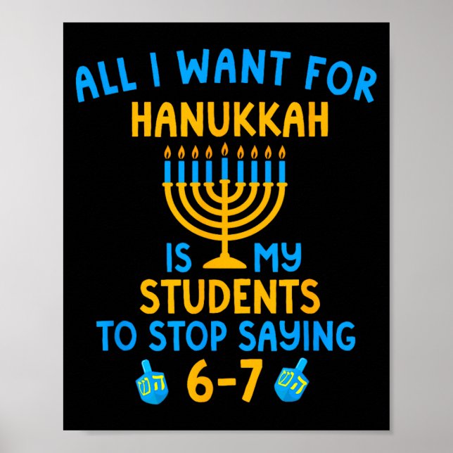 Póster Hanukkah Students Saying 6-7 67 Six Seven Hebrew S (Frente)
